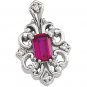 14kt White Gold Chatham Created Ruby & Diamond Pendant