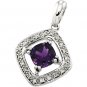 14kt White Gold Amethyst & Diamond Pendant