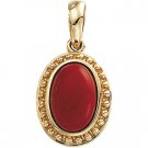 14kt Yellow Gold Red Jade Pendant