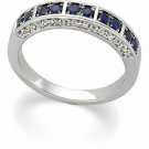 14kt White Gold Sapphire & Diamond Anniversary Band Ring