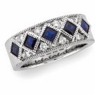 14kt White Gold Diamond & Sapphire Anniversary Band Ring
