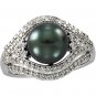 14kt White Gold Tahitian Pearl & Diamond Ring