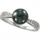 14kt White Gold Tahitian Pearl & Diamond Ring