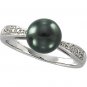 14kt White Gold Tahitian Pearl & Diamond Ring