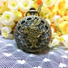 Vintage Alice in wonderland rabbit antique bronze steampunk pocket watch necklace