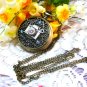 Creative camera rhinestone bronze pocket watch necklace, vintage charm steampunk pocket watch.