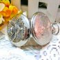 Creative cute owl rhinestone silver pocket watch necklace, vintage charm steampunk pocket watch.
