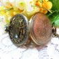 Creative poker rabbit rhinestone bronze pocket watch necklace, vintage charm steampunk pocket watch.