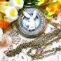 Creative bunny rhinestone bronze pocket watch necklace, vintage charm steampunk pocket watch.