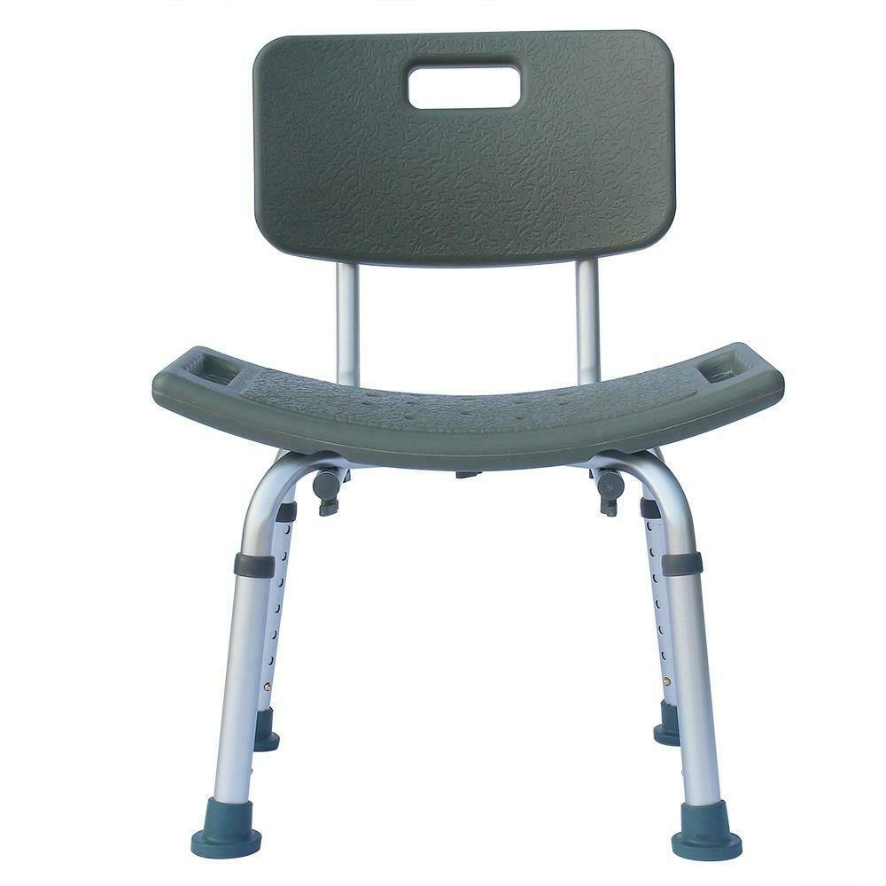 Medline Bath Chair with Back Shower Height Adjustable Legs Shower Seat Gray