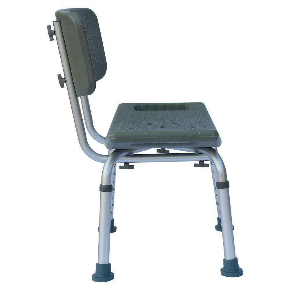 Medline Bath Chair with Back Shower Height Adjustable Legs Shower Seat Gray
