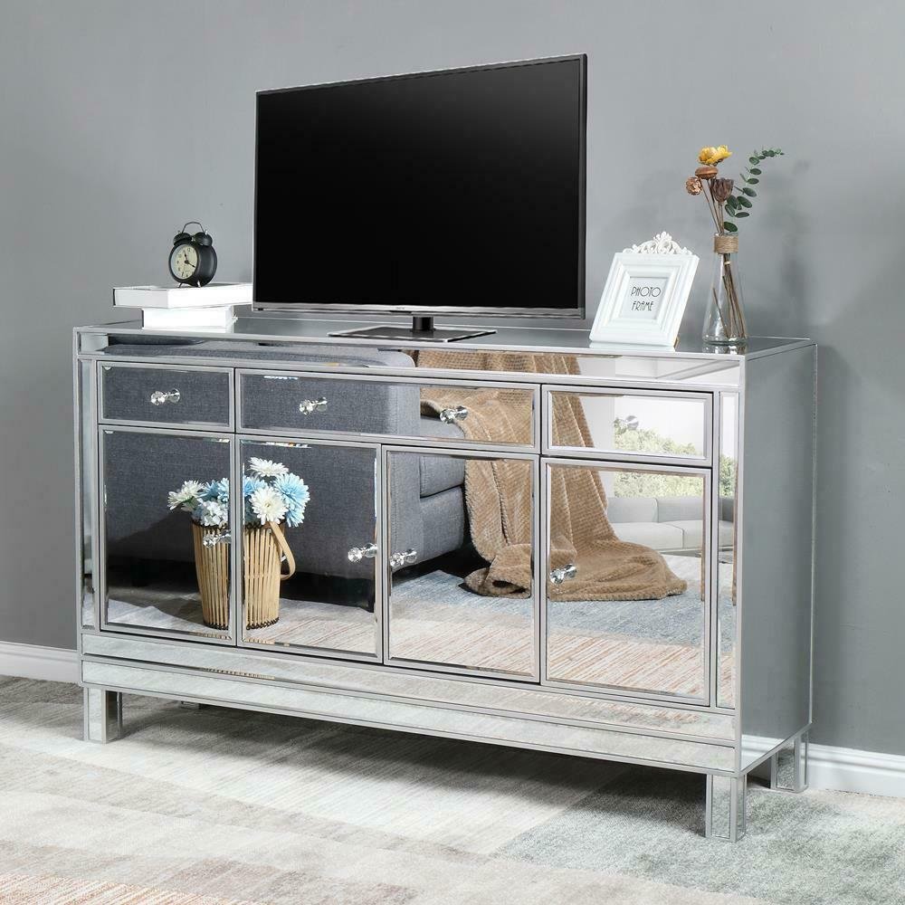 Modern Mirrored Buffet Storage Sideboard Cupboard Table w/ 3