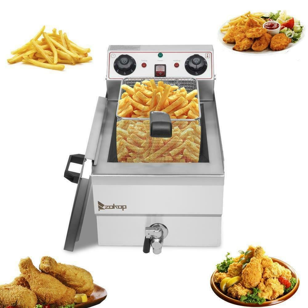ZOKOP Thermostats Electric Deep Fryer 12.5QT Commercial Tabletop Fry Basket US