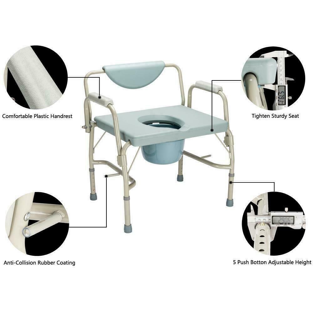 Drop Arm Commode Chair, HeavyDuty Commode Toilet Chair, Toilet Safety