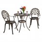 3 Pcs Cast Aluminum Patio Bistro Table Chair Set w/ Ice Bucket Rust Resistant US