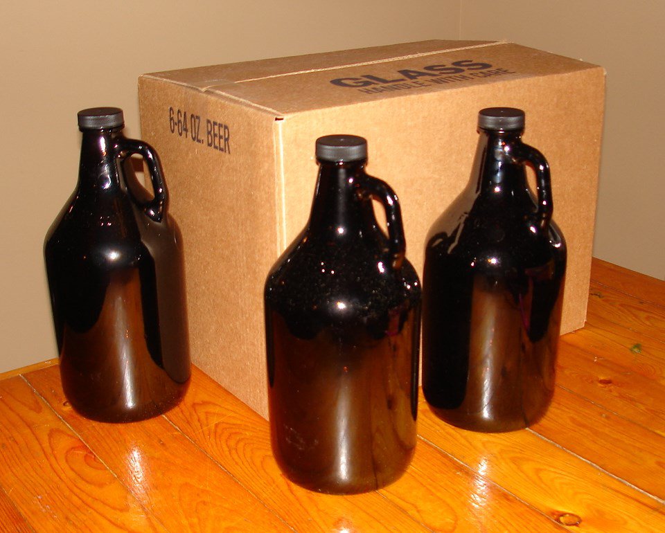 6 New Half Gallon Amber Glass Beer Growlers 12 Gal Jugs Wcaps Brewing Bottles