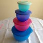 TUPPERWARE IMPRESSION BOWLS SET OF Four BLUE FUCSHA BLUE BABY BLUE **NEW**