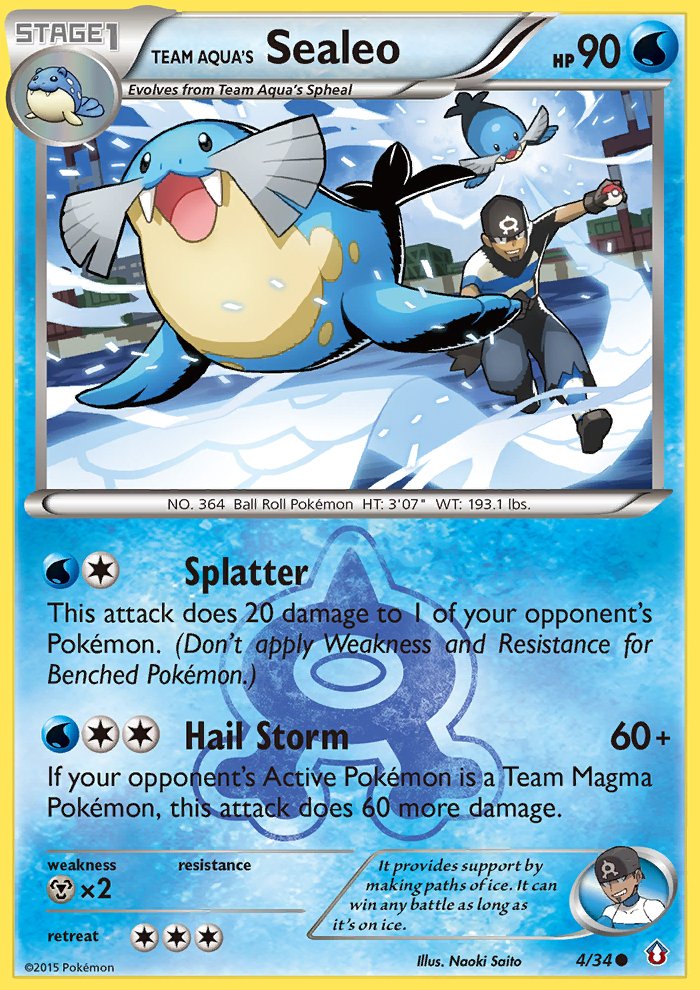 Pokemon Double Crisis Single Card Common Team Aqua's Sealeo 4/34