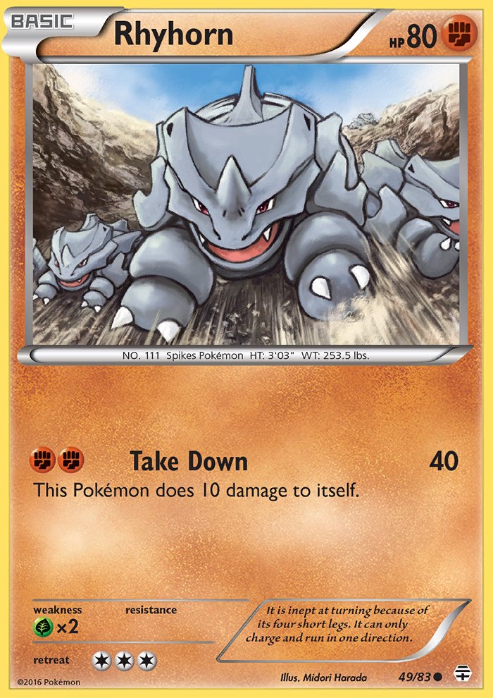 Pokemon Generations Single Card Common Rhyhorn 49/83