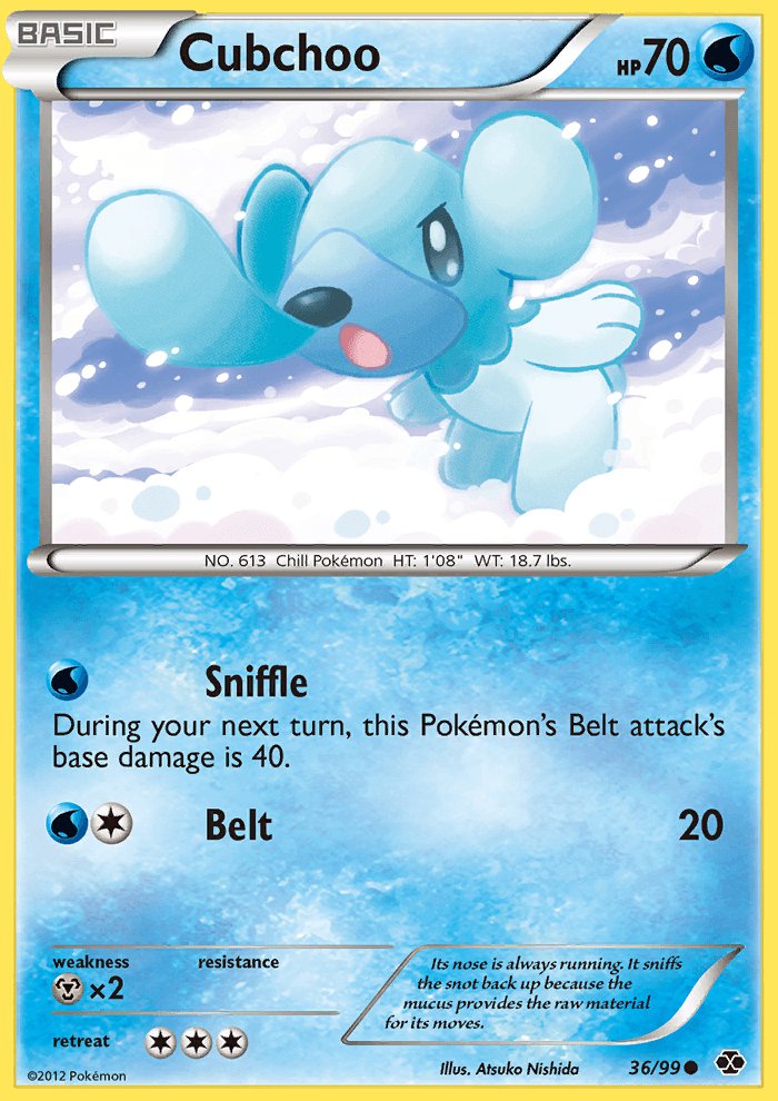 Pokemon B&W Next Destinies Single Card Common Cubchoo 36/99