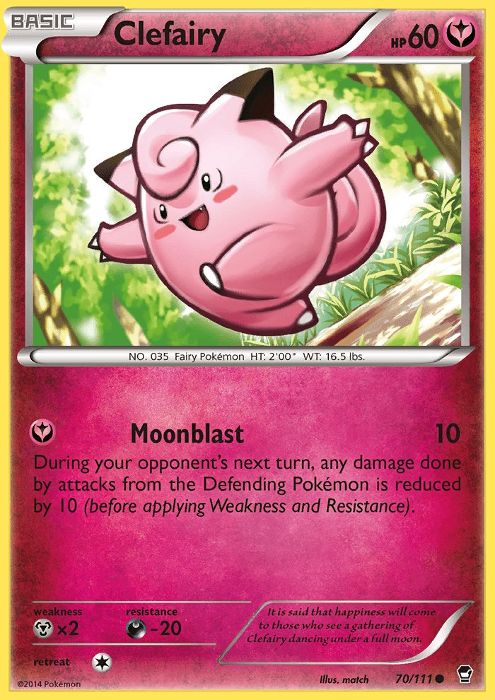 Pokemon XY Furious Fists Single Card Common Clefairy 70/111