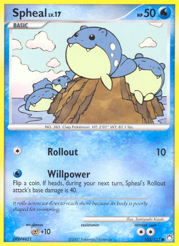 Pokemon D&P Mysterious Treasures Single Card Common Spheal 102/123