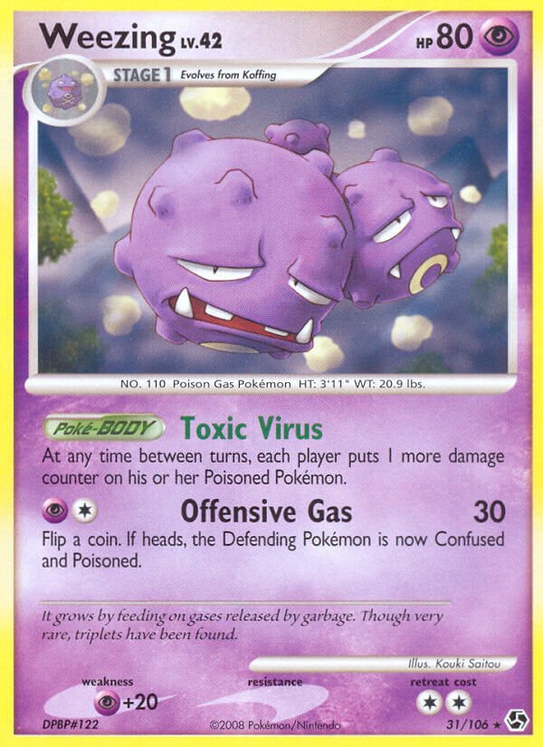 Card: Weezing Number: 31/106 Card type: Stage 1 Pokemon Set: Diamond & ...