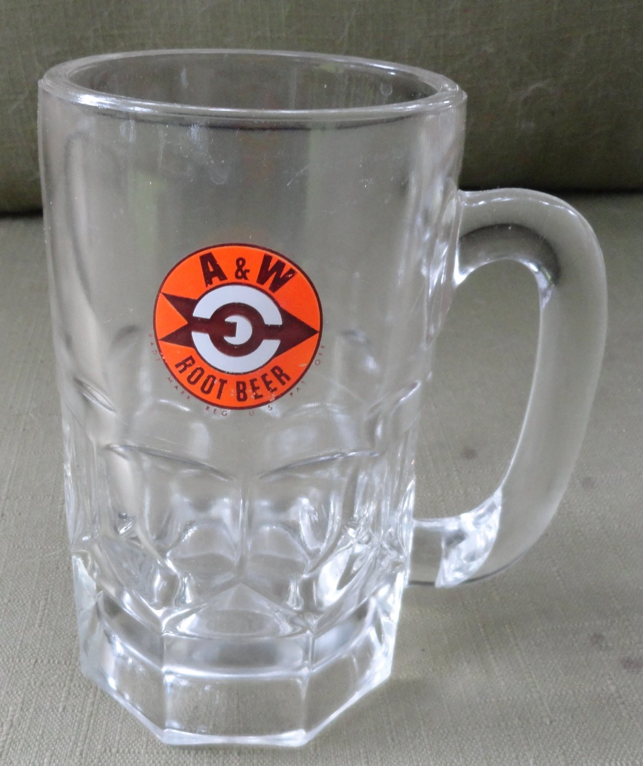 Vintage 1960's A&W Root Beer 16 oz Heavy Glass Arrow Logo Mug