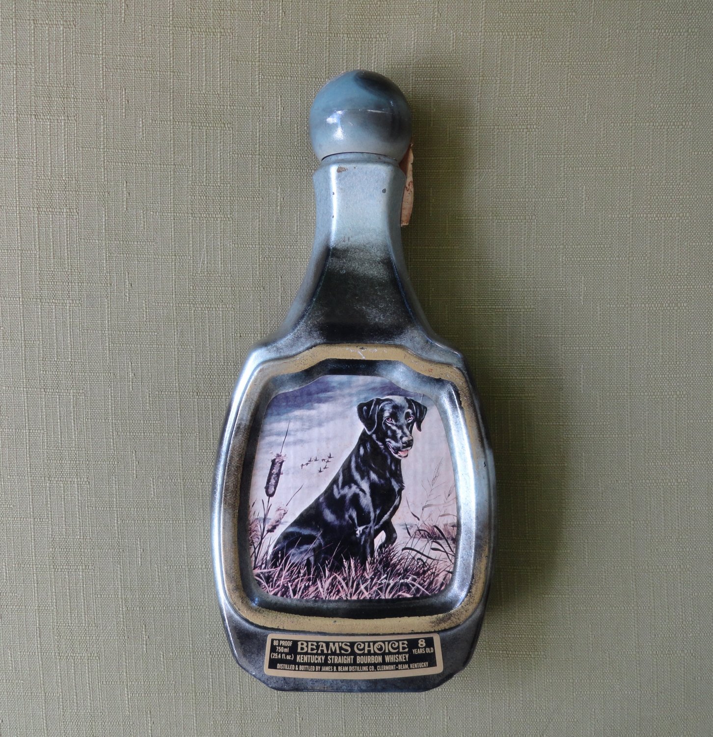 1970's Jim Beam Beam's Choice Empty Labrador Retriever Whisky Bottle