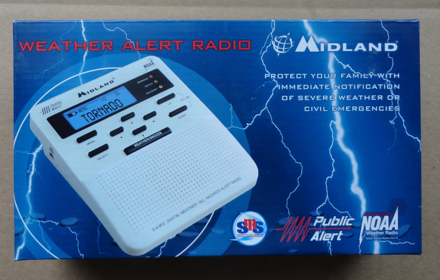 NIB Midland WR100 Weather All Hazards Alert Radio and Alarm Clock with