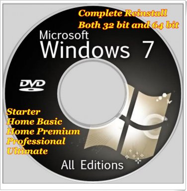 Windows 7 A.I.O (All-in-One) Installation CD DVD Disc 32 bit and 64 bit