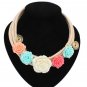 Rose Flowers multilevel pendant Necklaces 2432