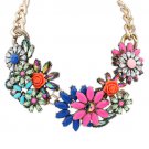 Colorful Flowers Pendant Chain Necklaces 2391