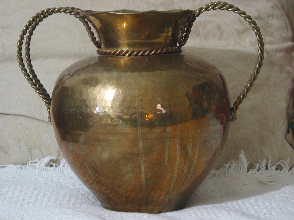 BRASS POT BELLY Type Decorative Flower Vase