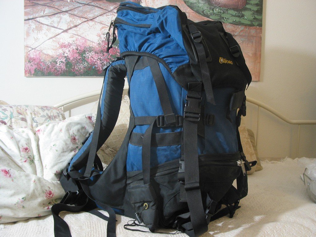 OUTBOUND Internal Frame Blue Black Backpack Camping Used