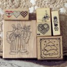 RUBBER INK Stamps 6 Used Different Sizes Themes Mixed