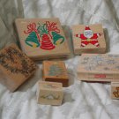 CHRISTMAS Rubber Ink Stamps Loose Set Of 7 1990s Used
