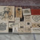 STAMPIN UP Wood Block Variety Set Of 17 Ink Stamp Used