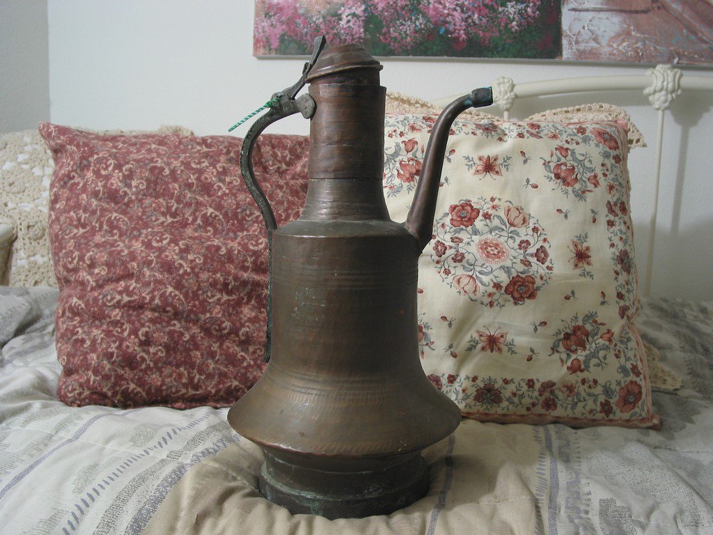 COPPER WATER KETTLE Kitchen Hearth Cooking Antique