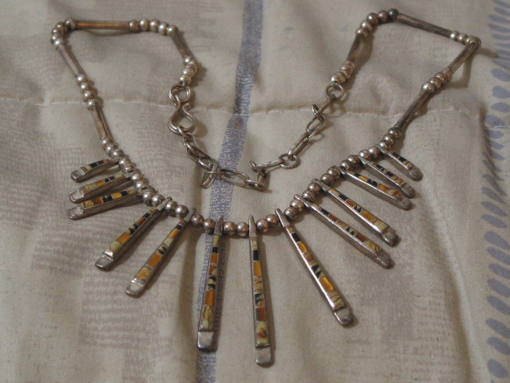SRA Sterling Silver Necklace Plus Inlaid Pendants 20in