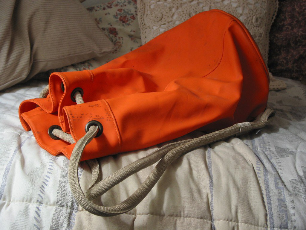 DUFFLE BAG Orange Rubber Shell Equipment Storage Used