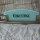 CONCIERGE Plastic Desk or Counter Sign Raised Letters Green Tint Used