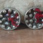RED RHINESTONE COAT BUTTONS 2 Antique Cast Pewter Settings Missing 5 Stones