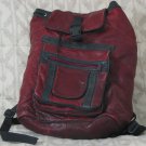 BACKPACK Knapsack Daypack Soft Red Colored Genuine Leather Used