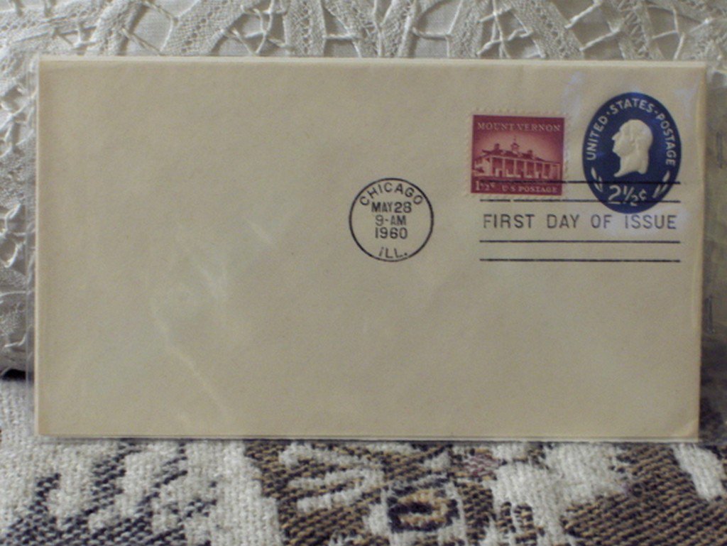 First Day IssueCoverStampMount Vernon 1960 1 1/2c