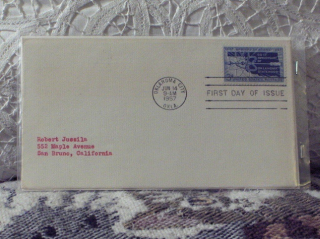 First Day Issue Cover Stamp 50th Ann Oklahoma Statehood 1957