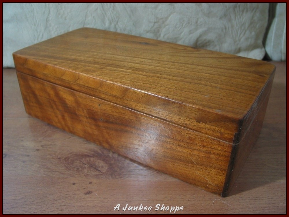 WOOD BOX Jewelry Knick Knack Keepsake Storage Container 10 3/4 X 5 X 3 1/4