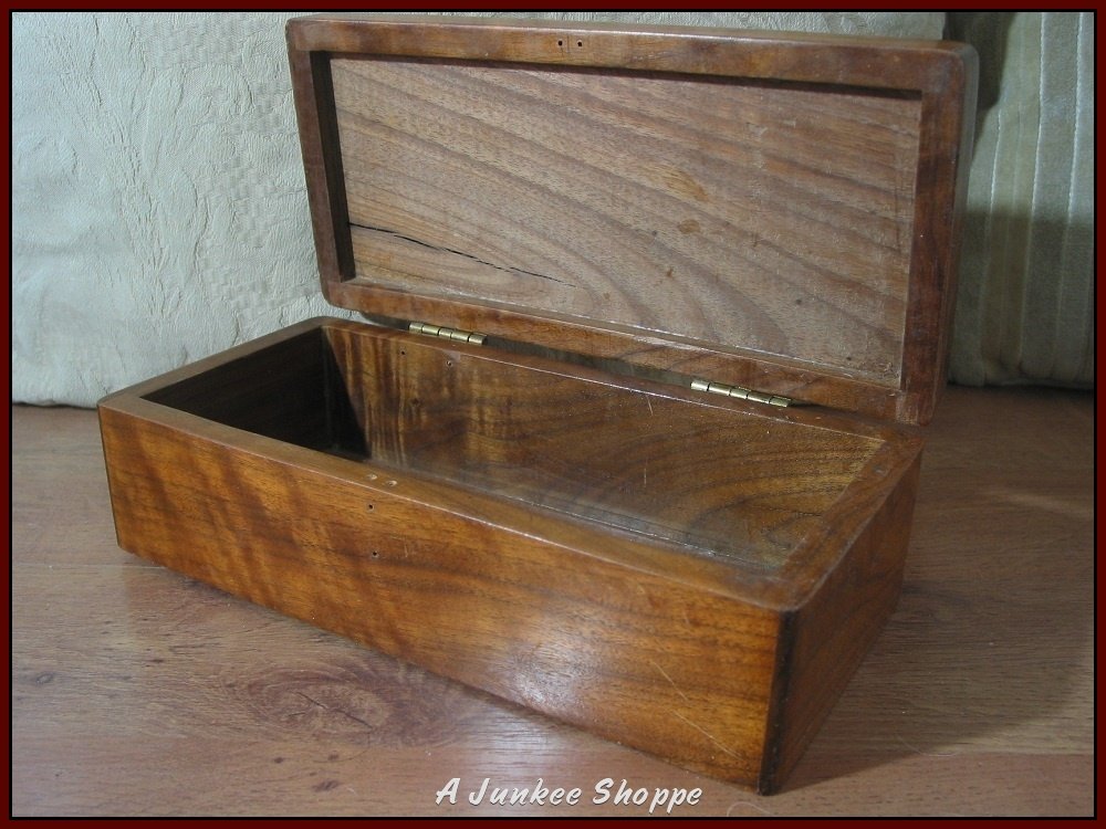 WOOD BOX Jewelry Knick Knack Keepsake Storage Container 10 3/4 X 5 X 3 1/4