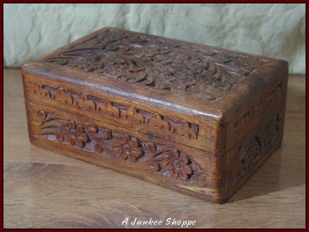 WOOD BOX Decorative Jewelry Knick Knack Keepsake Storage Container 6 X