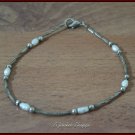 BRACELET Unmarked Silver Tone With Mother Of Pearl Beads